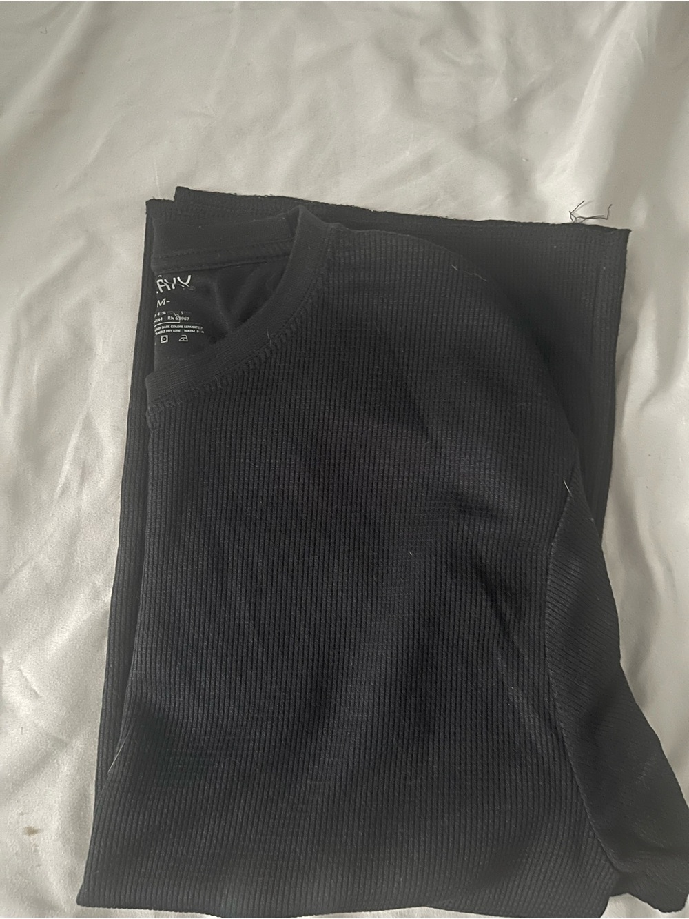 Men's Black Ribbed Crewneck Sweater - Unbranded/Thermal